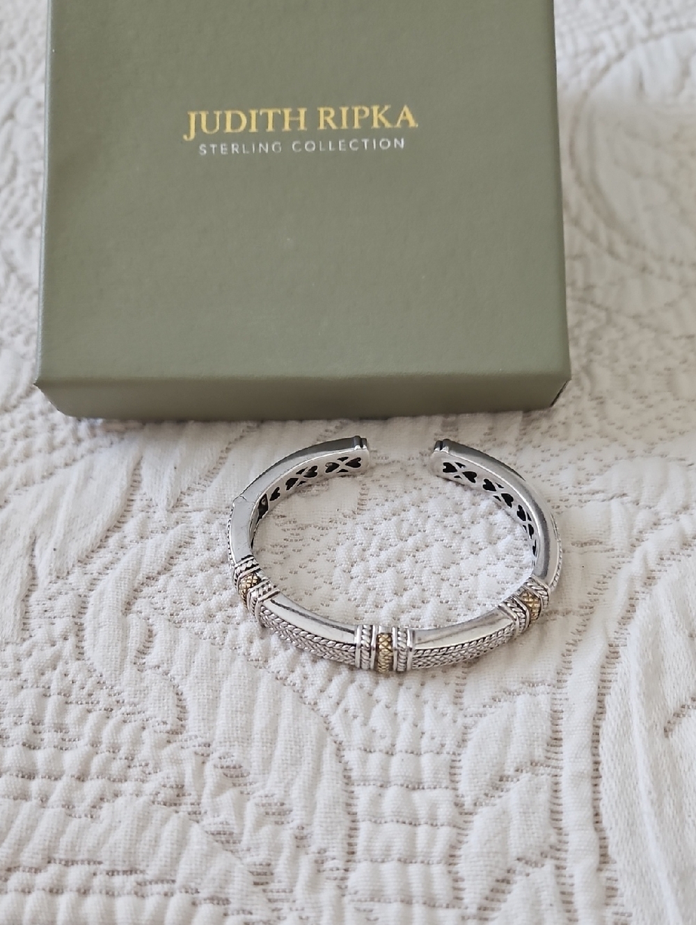 Judith Ripka Sterling And 14k Gold Cuff Bracelet